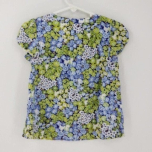 Janie and Jack Floral Print Ruffle Neckline Half Button Popover Blouse Top Sz 2T - Picture 3 of 7